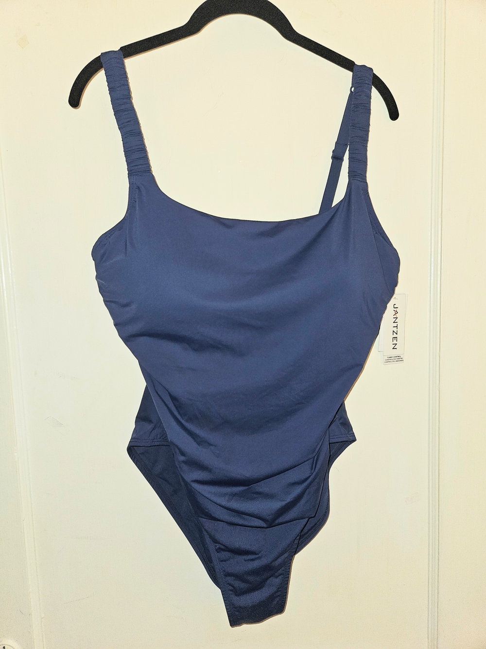 NWT- Jantzen Dark Navy Ruched-Strap One-Piece Swimsuit